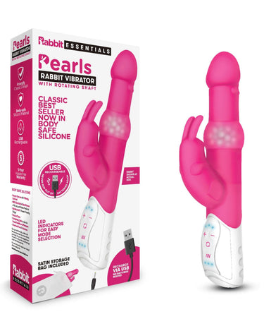 a pink rabbit vibrator in a box next to it's packaging